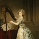 Francois Guerin .  Presumed Portrait of Madame de Genlis Playing a Harp